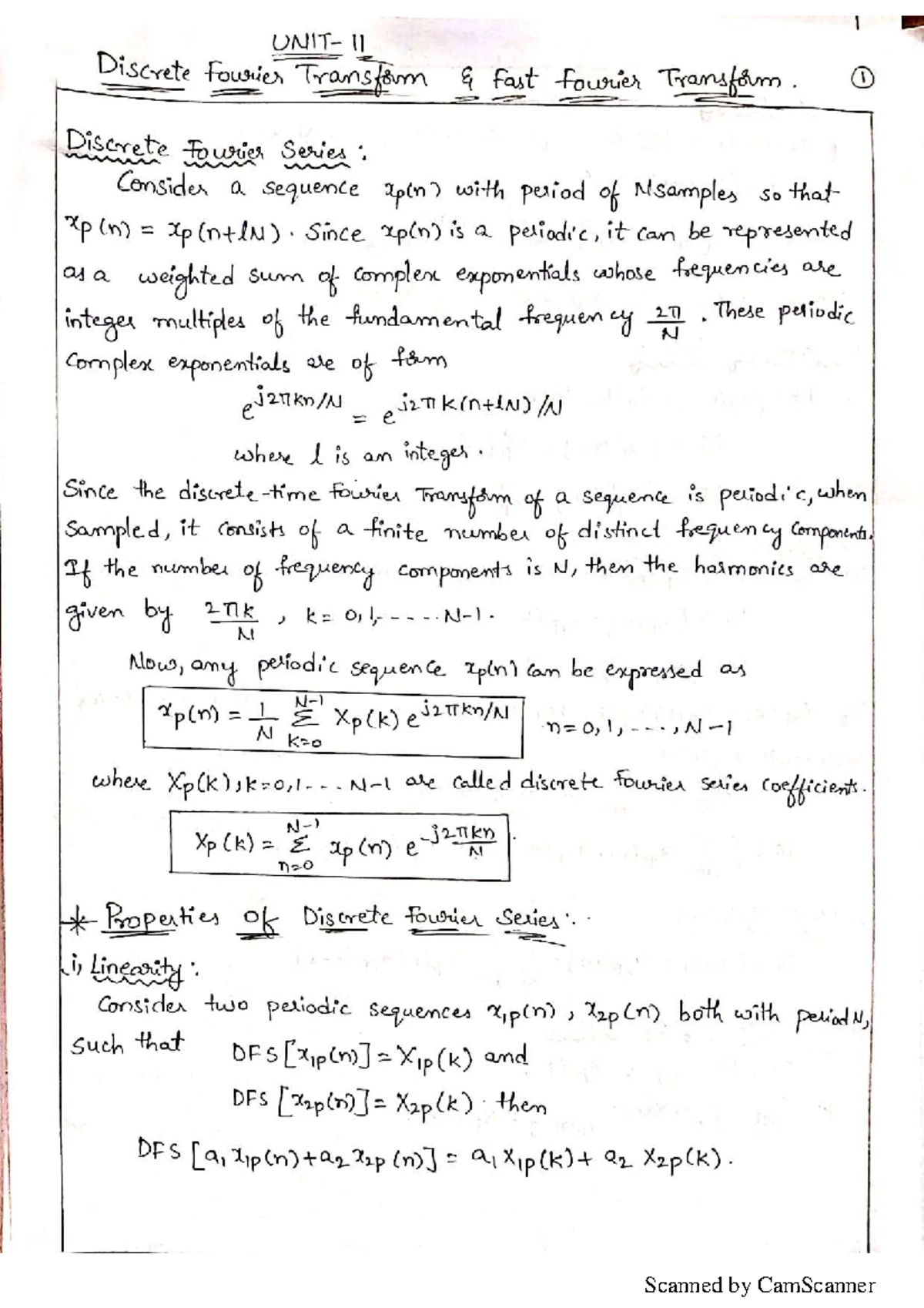 DSP UNIT-2: Discrete Fourier Transform Concepts and Properties - Studocu