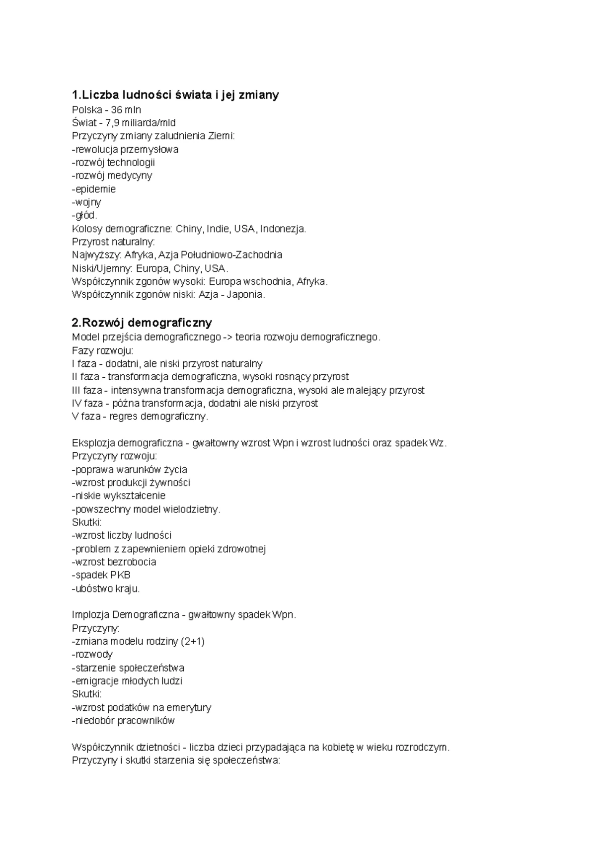 Geografia klasa 1 LO - notes do egzaminu z wiedzy geograficznej - Studocu