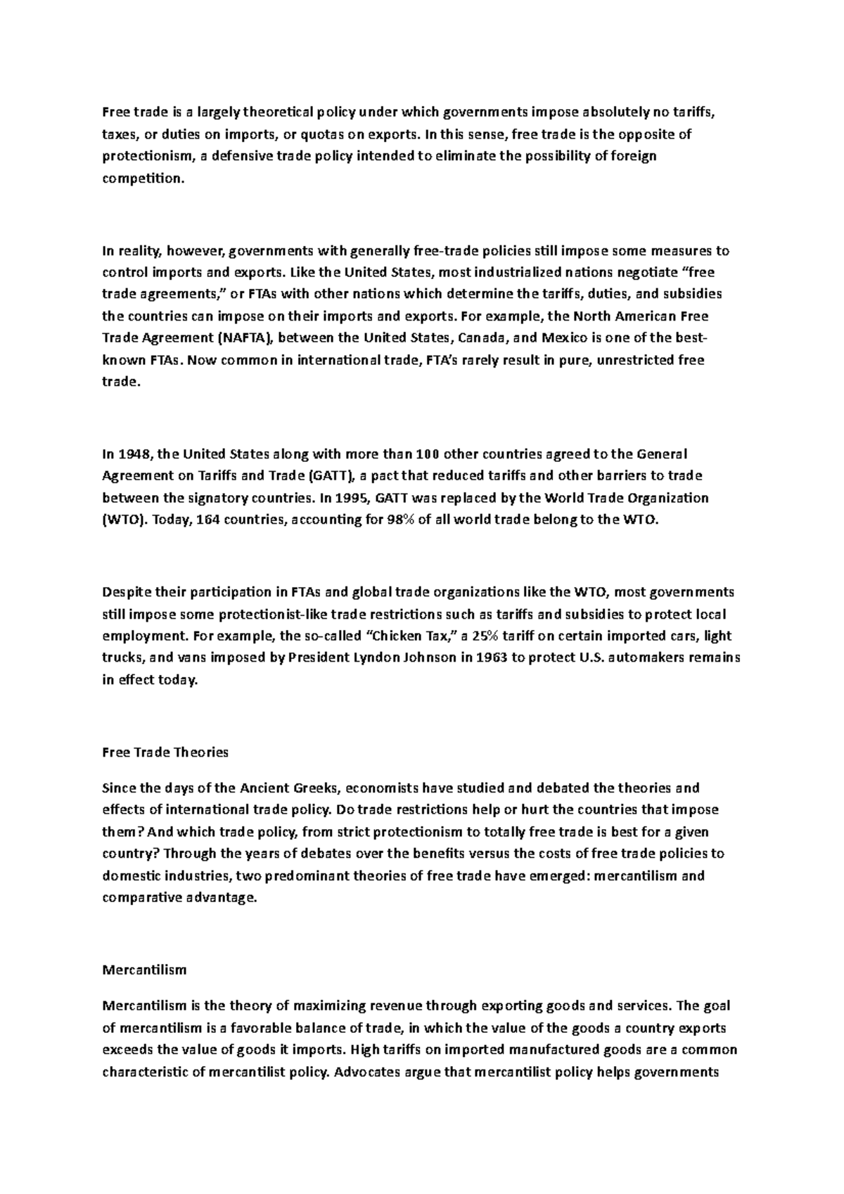 ECON 101 - Theories of Free Trade vs Protectionism Explained - Studocu