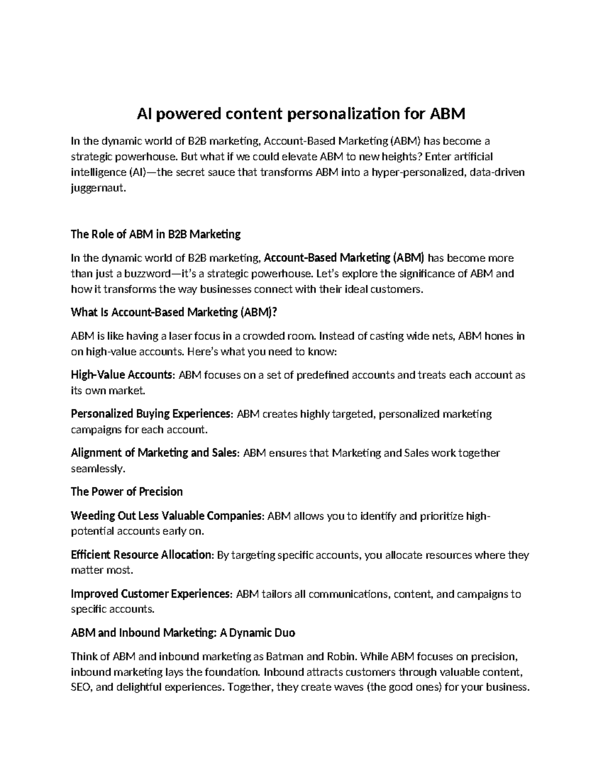 AI-Driven Personalization Strategies for ABM Success - Studocu
