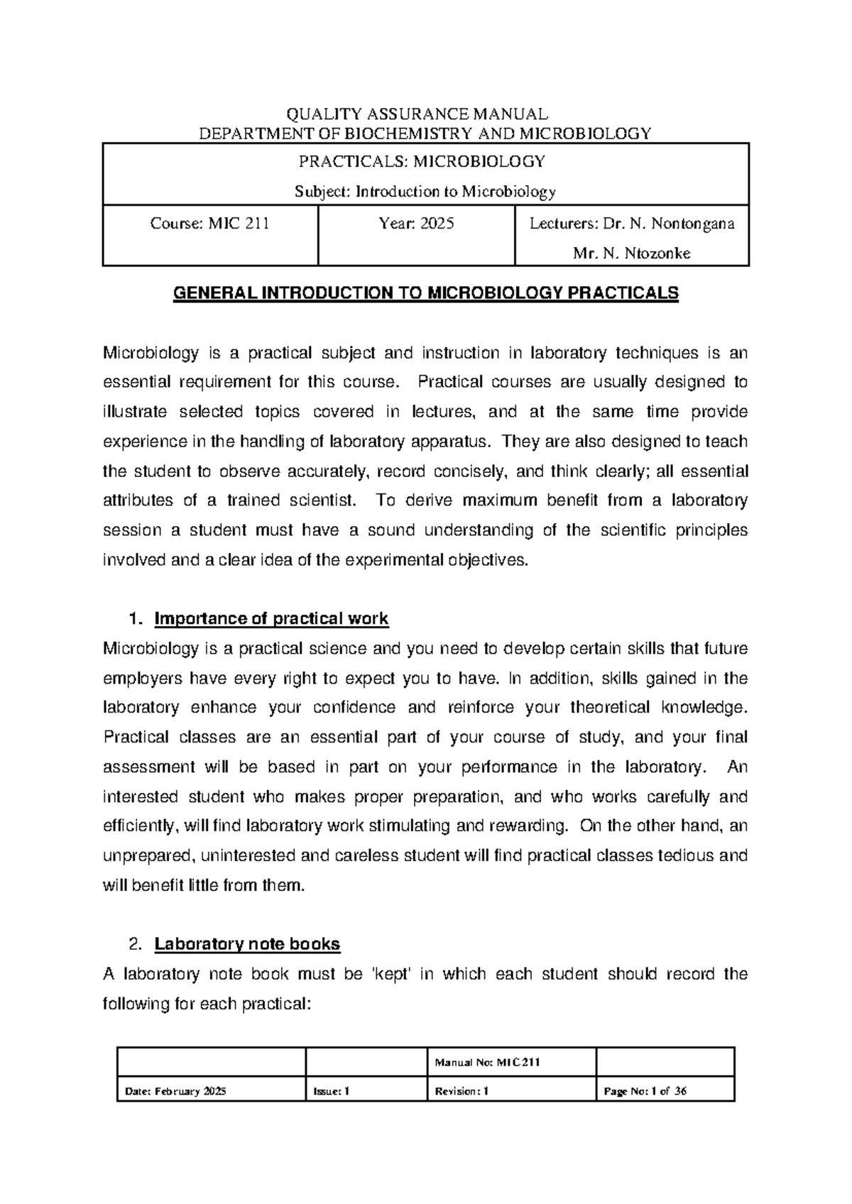 MIC manual - DEPARTMENT OF BIOCHEMISTRY AND MICROBIOLOGY PRACTICALS ...
