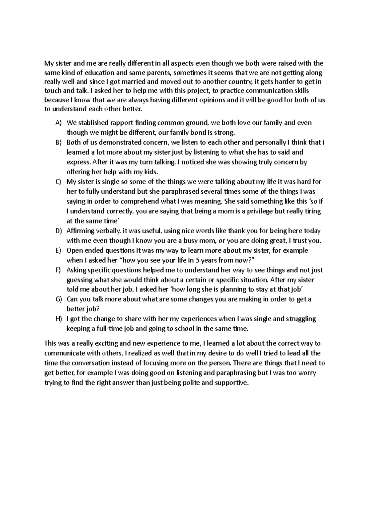 Blucker LW 05 Active Listening Skills Practice and Reflections - Studocu