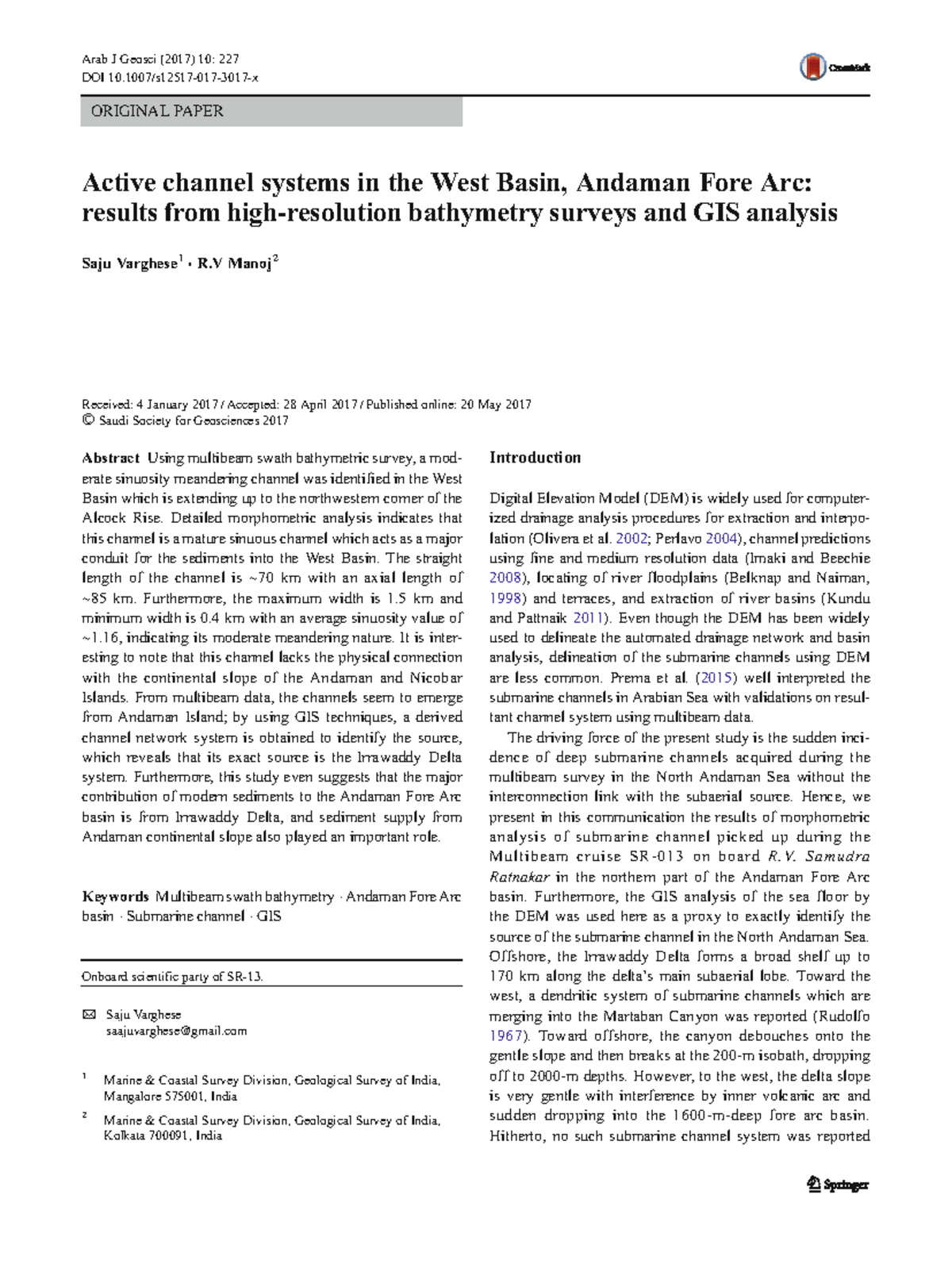 Active Channel Systems in the Andaman Fore Arc Basin (2017) - Studocu