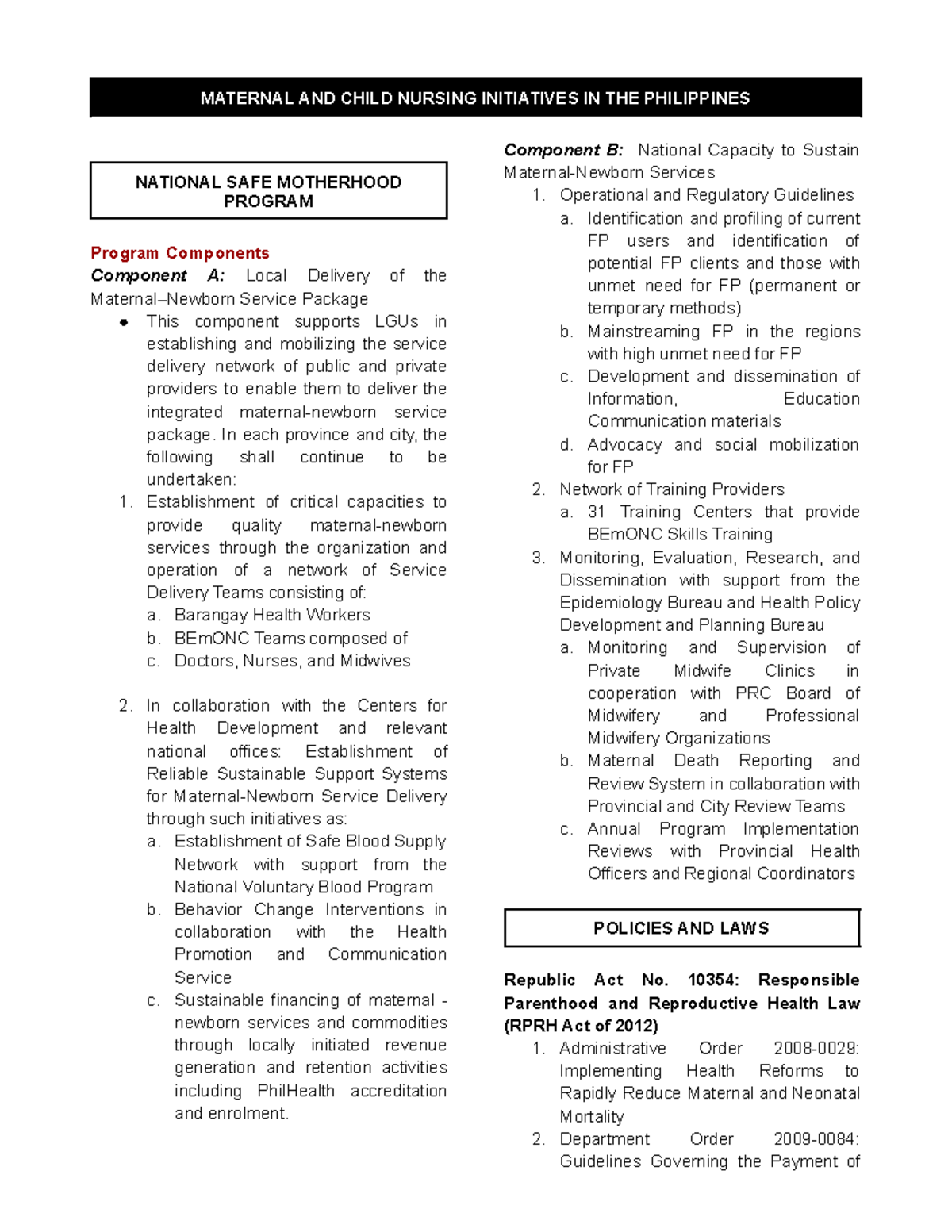 Maternal and Child Nursing Programs in the Philippines: Overview and ...