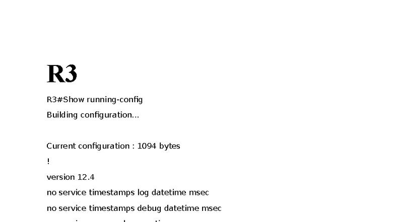 R3, R2, SW1, SW2 Building Configurations Overview - Studocu