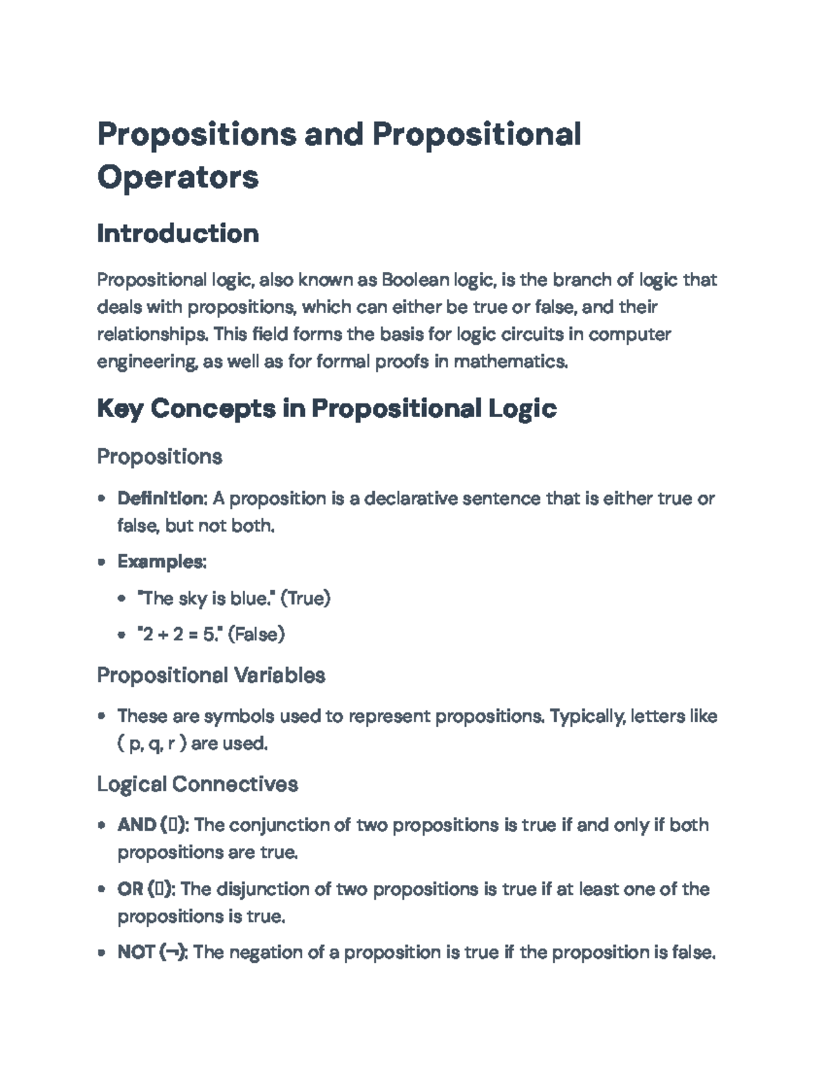 Propositional Logic: Key Concepts and Applications in CS & Math ...