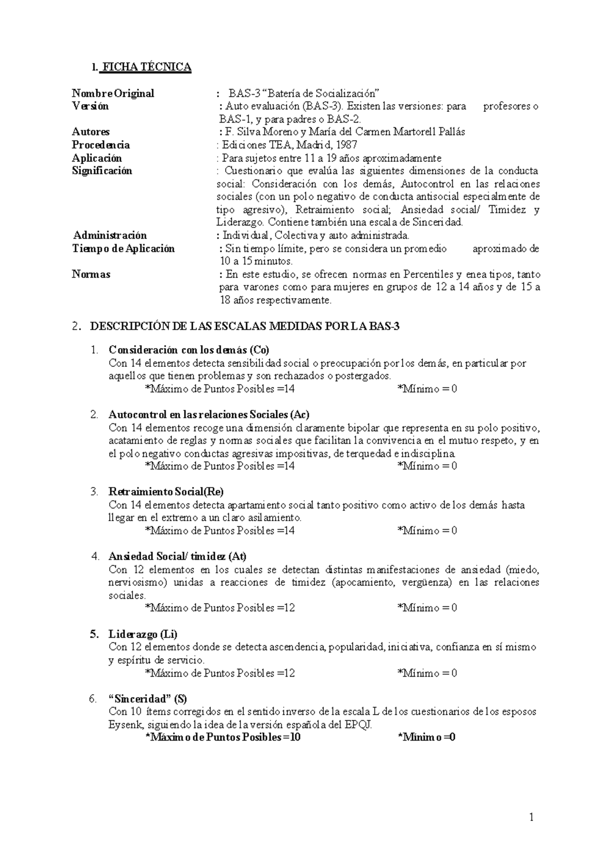 Manual de Aplicación e Interpretación del BAS 3 (FICHA TÉCNICA) - Studocu