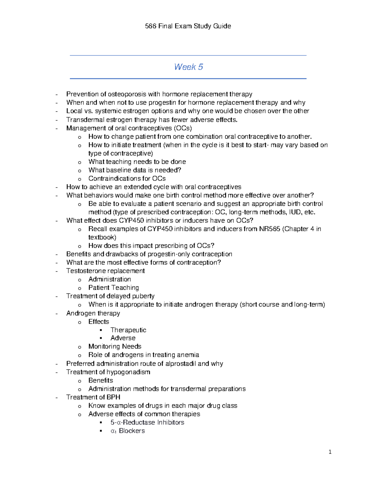 NR566 Comprehensive Final Exam Study Guide on Hormones and Mental ...
