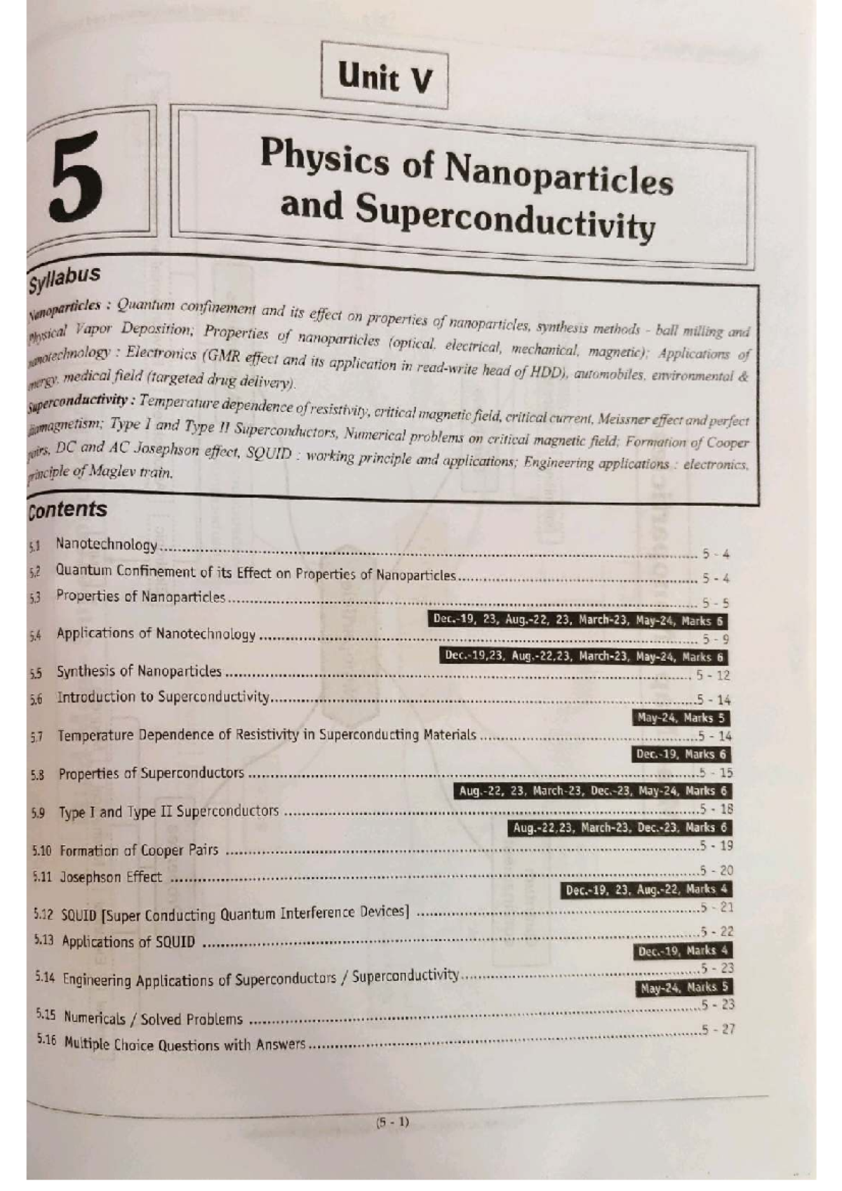 Unit V 5 Physics of Nanoparticles and Superconductivity Syllabus - Studocu