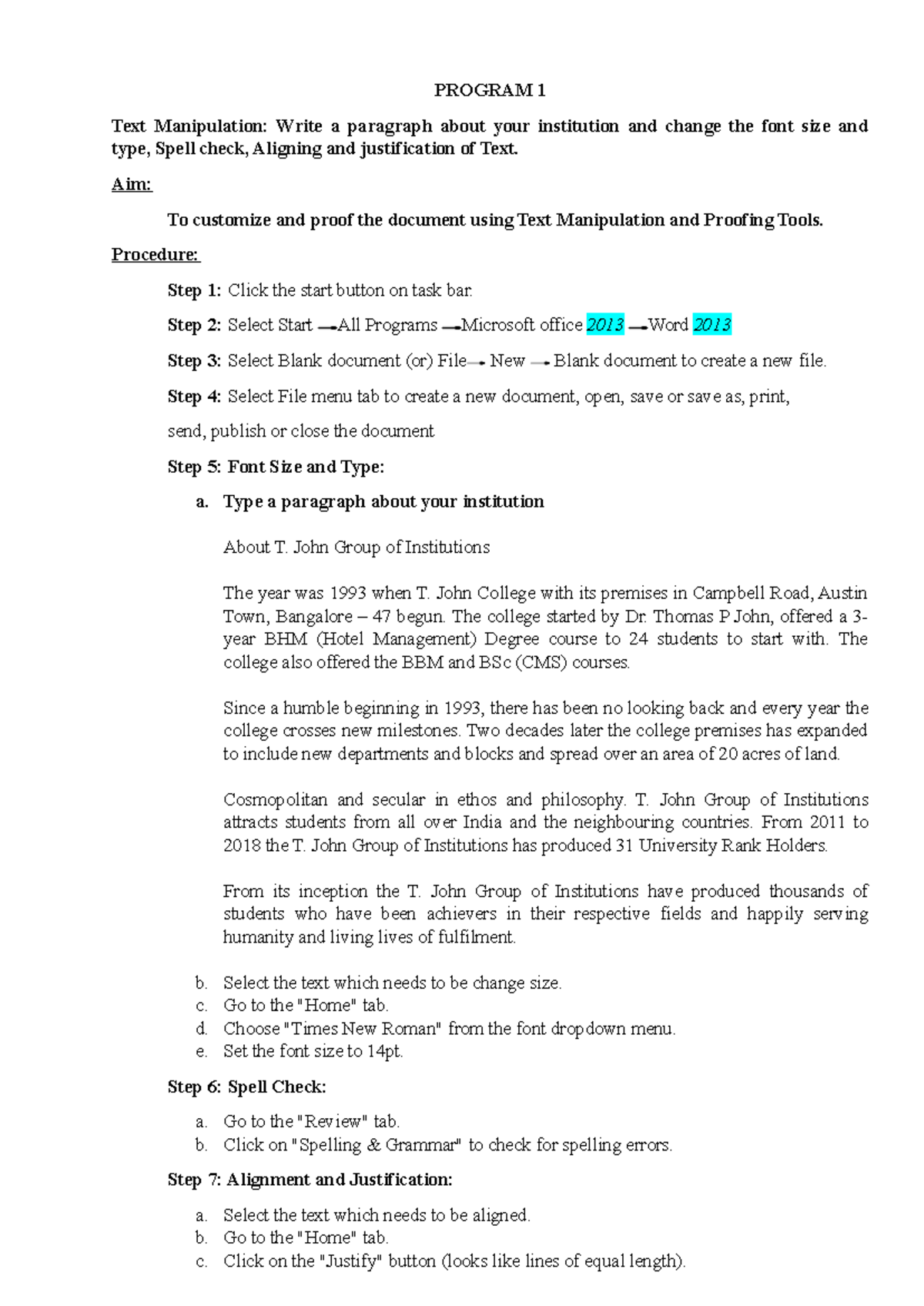 OMT Manual: Text Manipulation, Bio-data, and Document Creation - Studocu