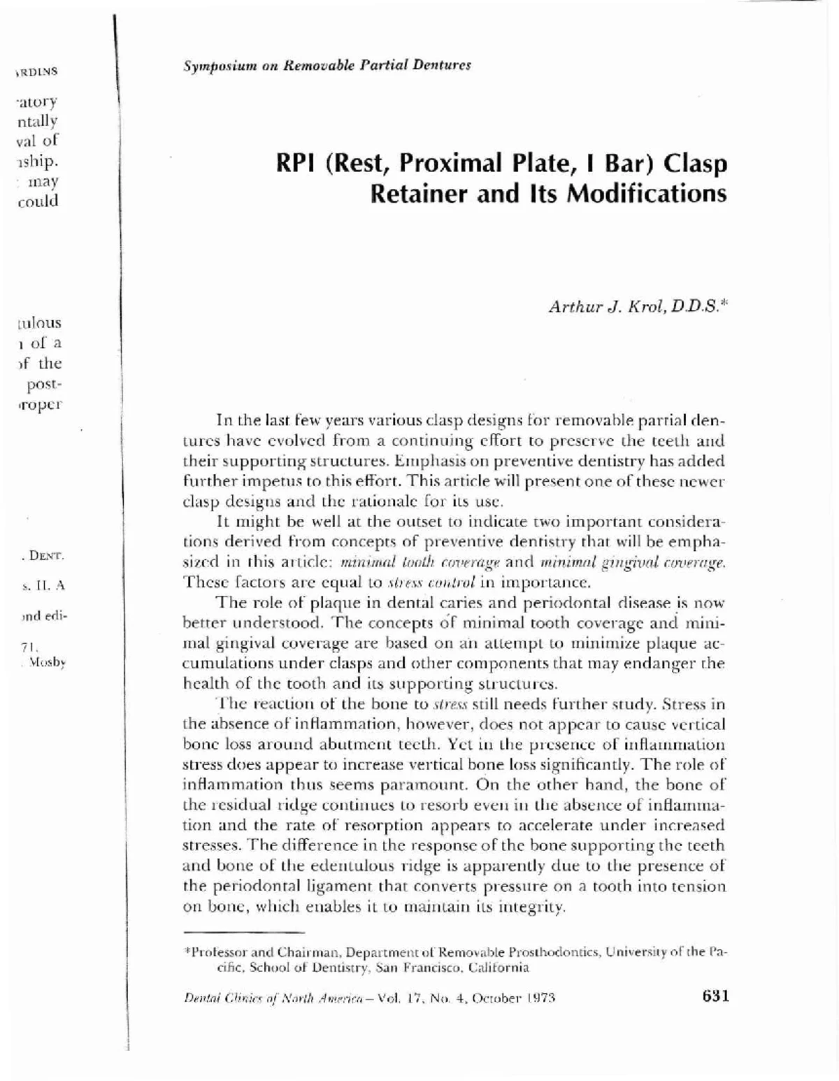 R.P.I. Clasp Design for Extension-Base Removable Partial Dentures - Studocu
