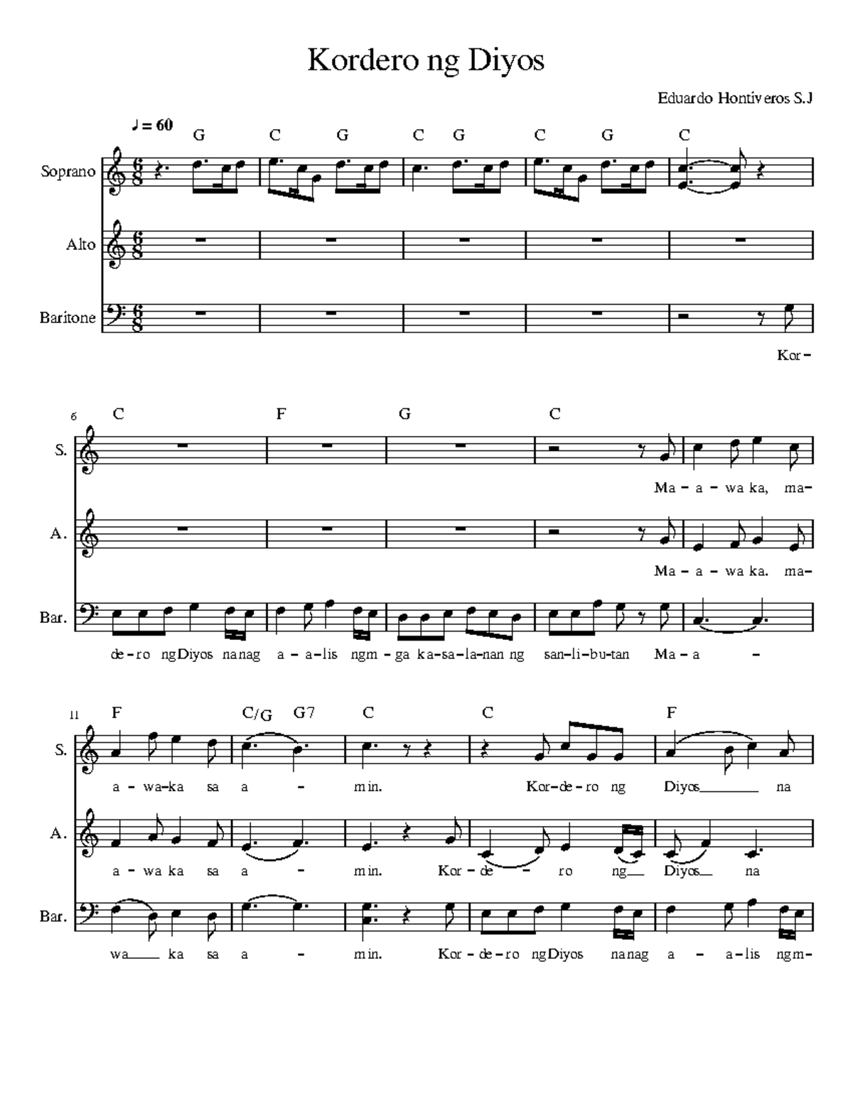 Kordero ng Diyos: Music Score for Performance Preparation - Studocu