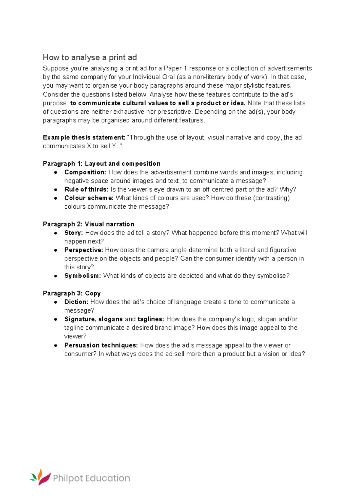 2223 TV4 How to Analyze Print Advertisements for Paper-1 Response ...
