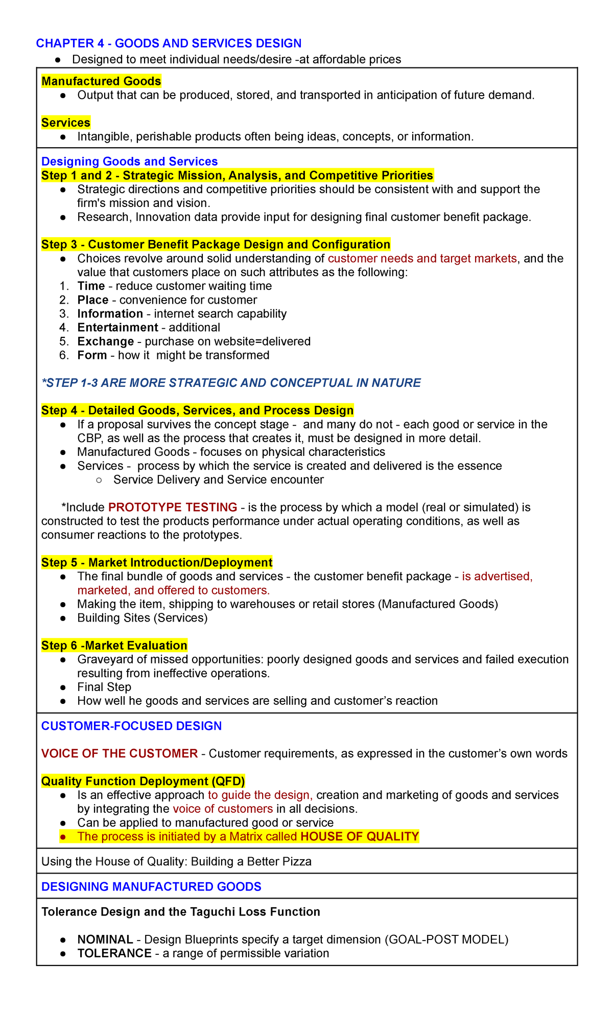 Goods and Services Design: Chapter 4 Overview and Key Concepts - Studocu