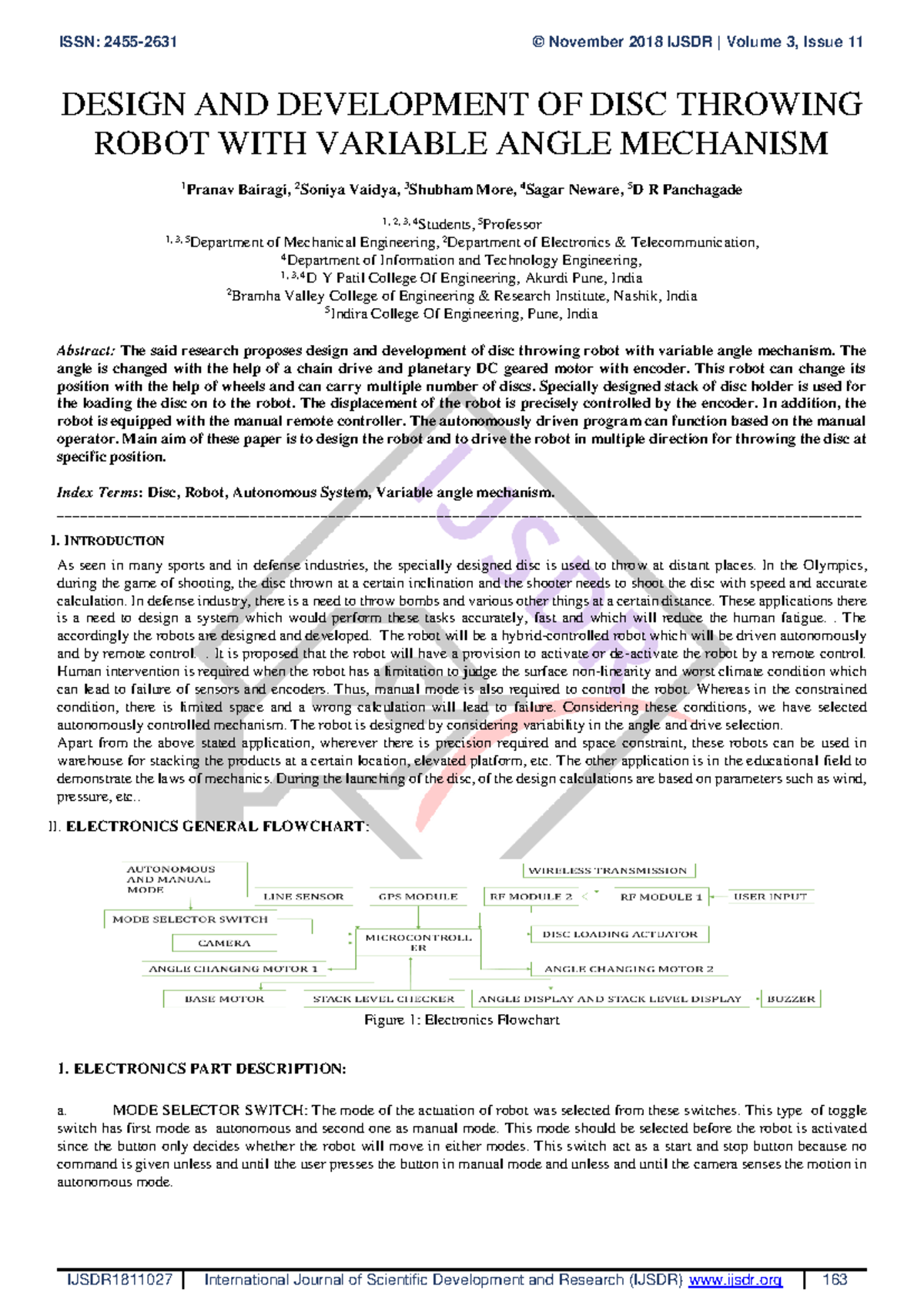 Design & Development of a Disc Throwing Robot with Variable Angle ...