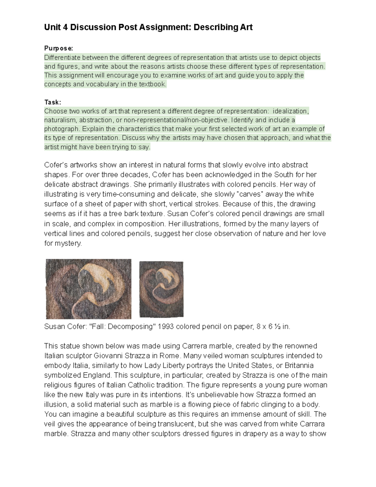 Unit 4 Discussion Describing Art - Unit 4 Discussion Post Assignment ...