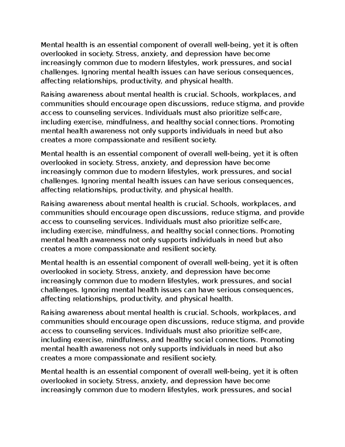 Mental Health Awareness: Importance and Strategies for Support - Studocu