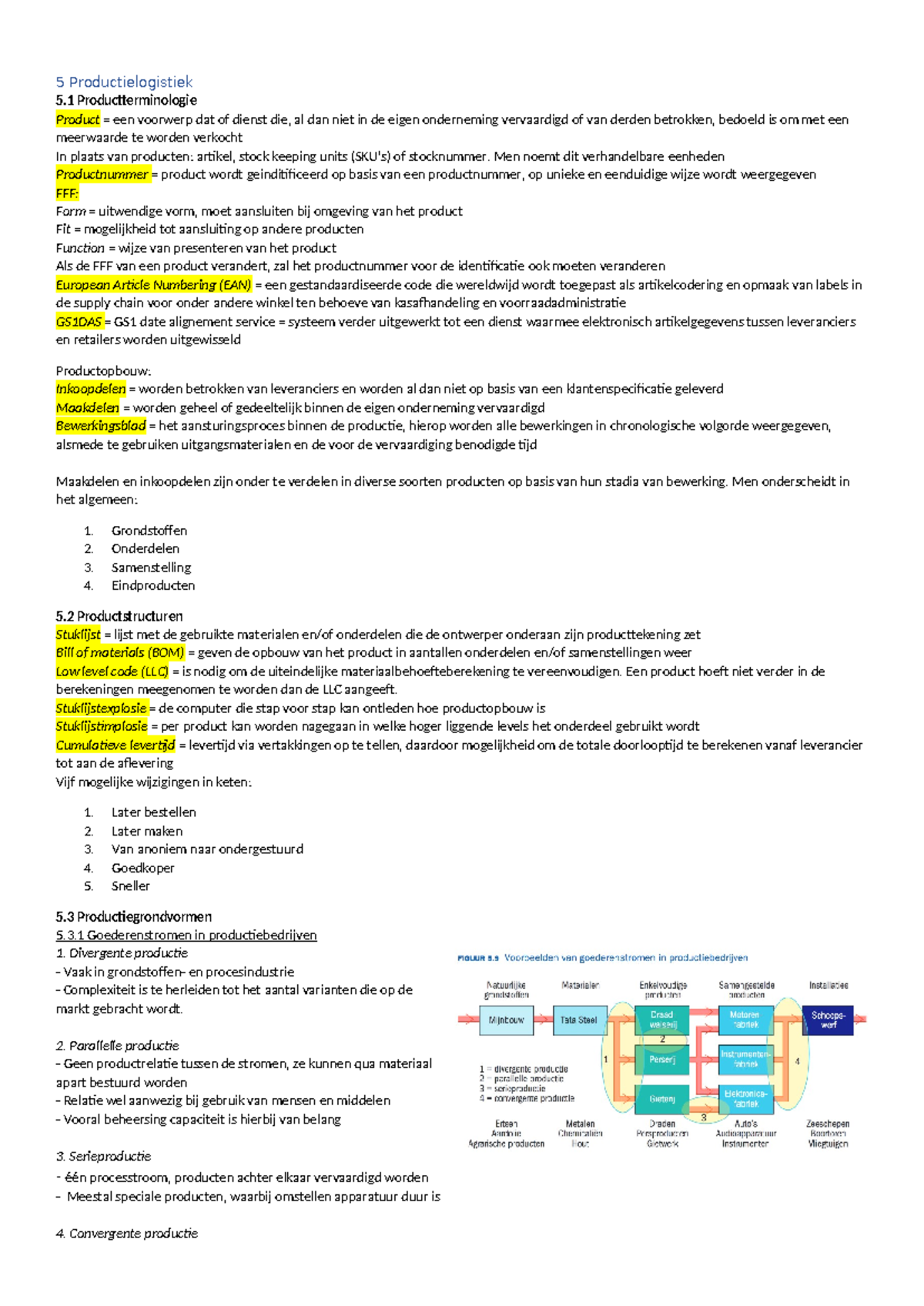 B SCM Samenvatting 6: Productielogistiek en Processen - Studeersnel