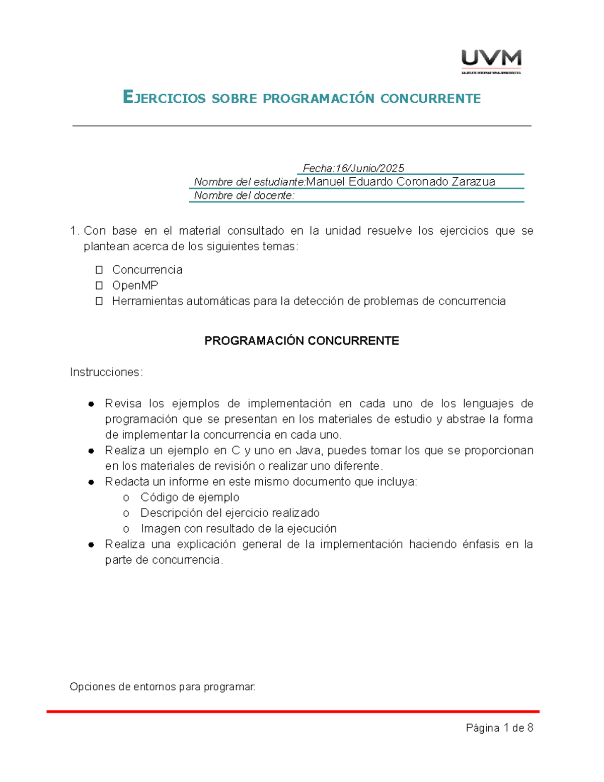 Ejercicios de Programación Concurrente en C y Java - A7 MECZ - Studocu