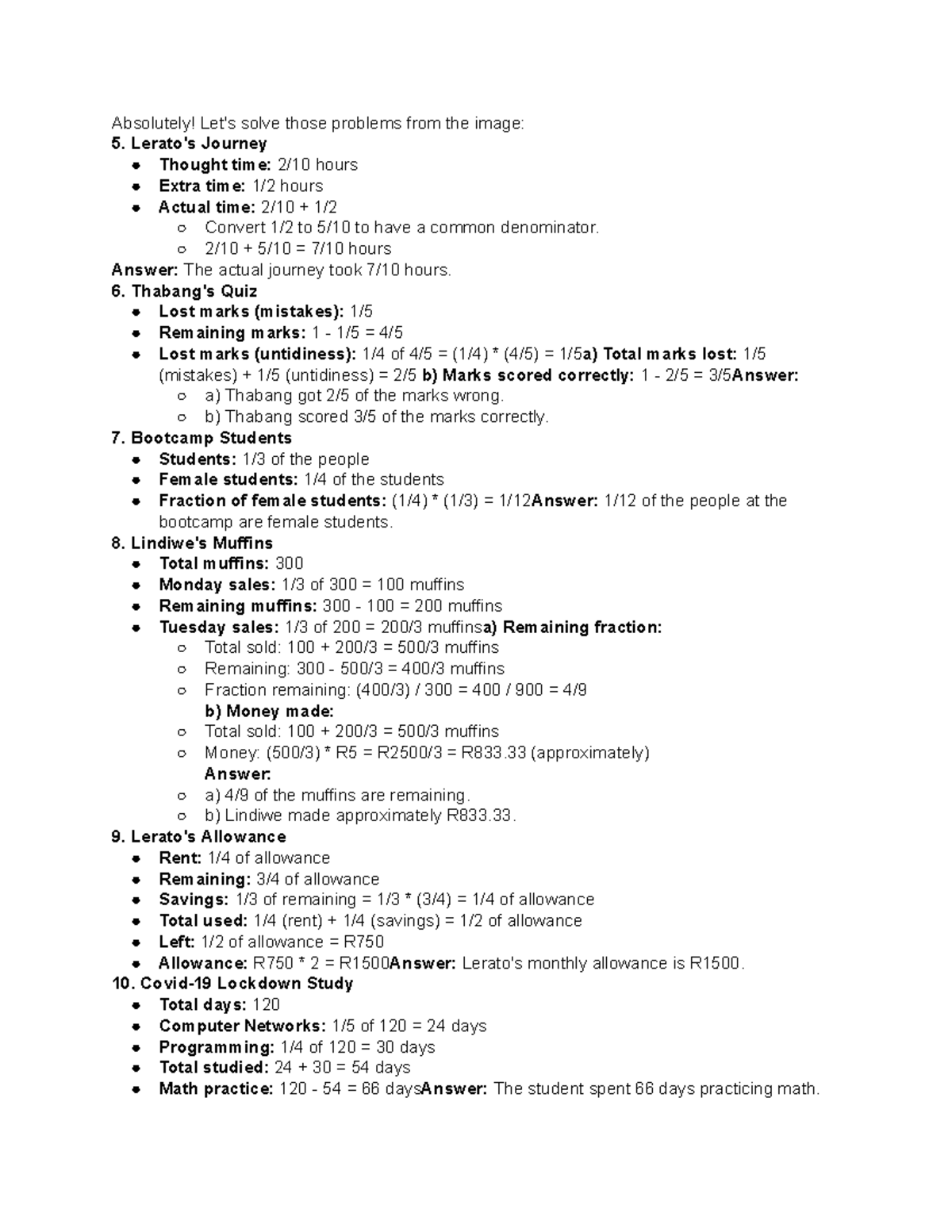Math Quiz Solutions: Questions 5-10 Analysis and Answers - Studocu