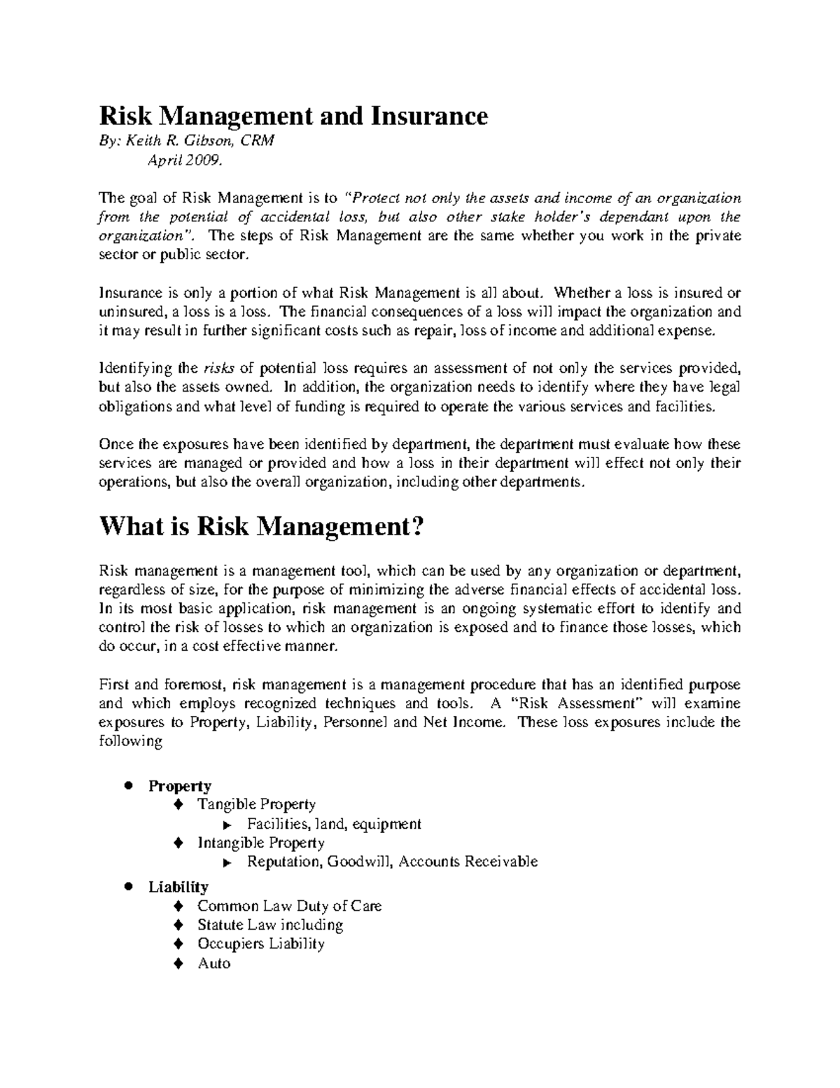 RM 101: Comprehensive Notes on Risk Management & Insurance - Studocu