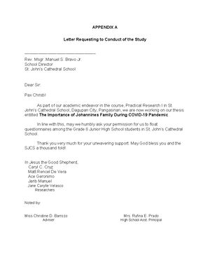 STEM 1 Letter of Request for Thesis Study on Social Media Awareness ...