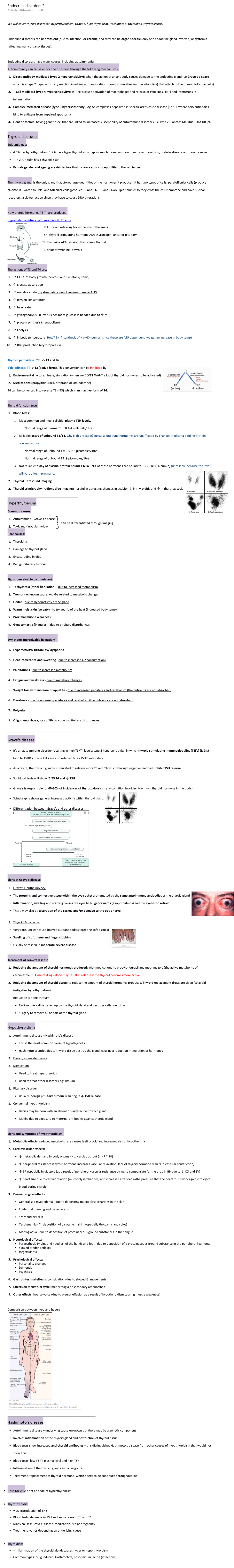 Thyroid Disorders Overview - Endocrine Disorders II - ISCM2 - Studocu