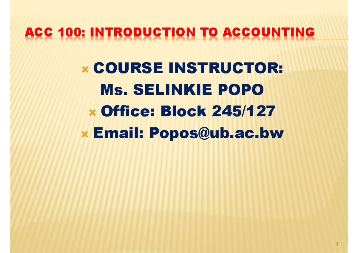 ACC100 - Topic 1: Introduction to Accounting Overview - Studocu
