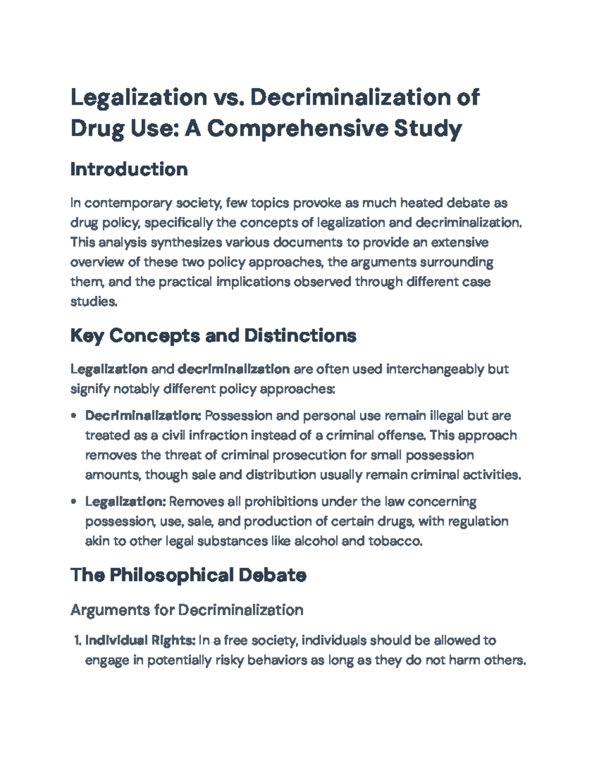 Comprehensive Study of Drug Policy: Legalization vs. Decriminalization ...