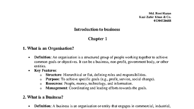 BF-01304126688 Introduction to Business: Chapter 1 Overview - Studocu
