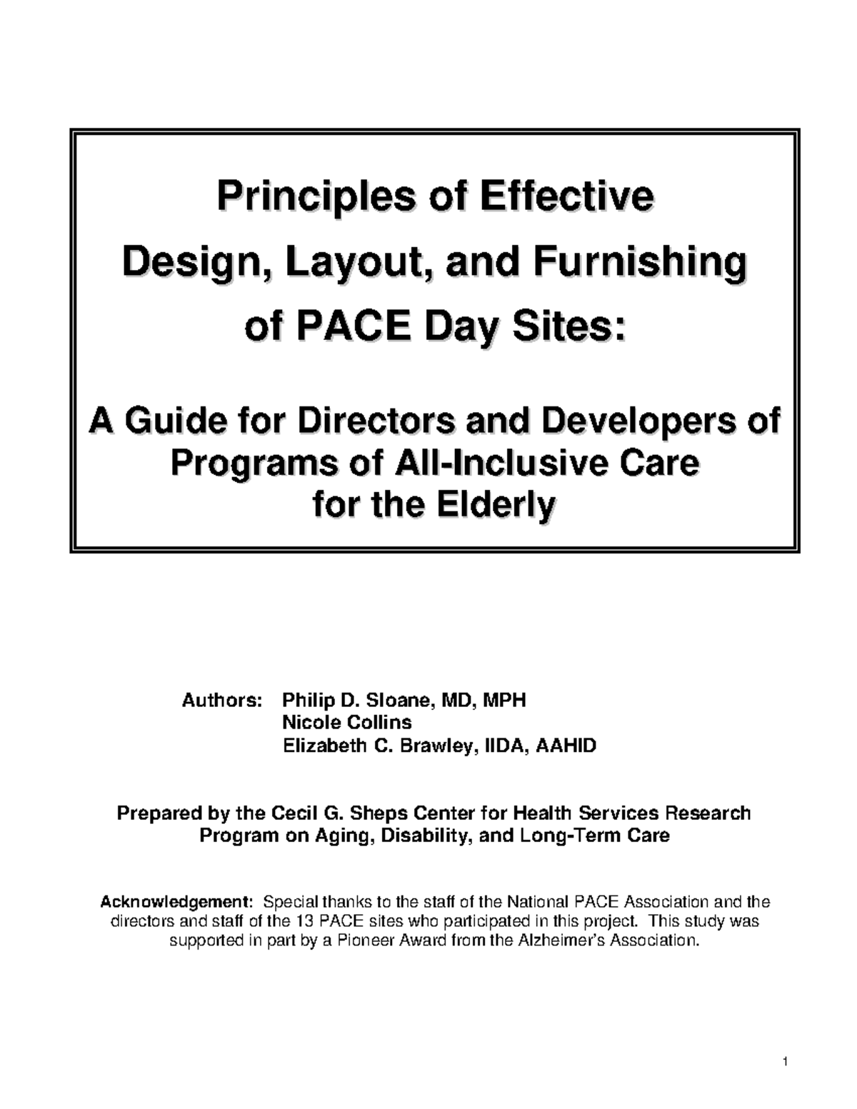 Principles of Effective Design and Layout for PACE Day Centers - Studocu