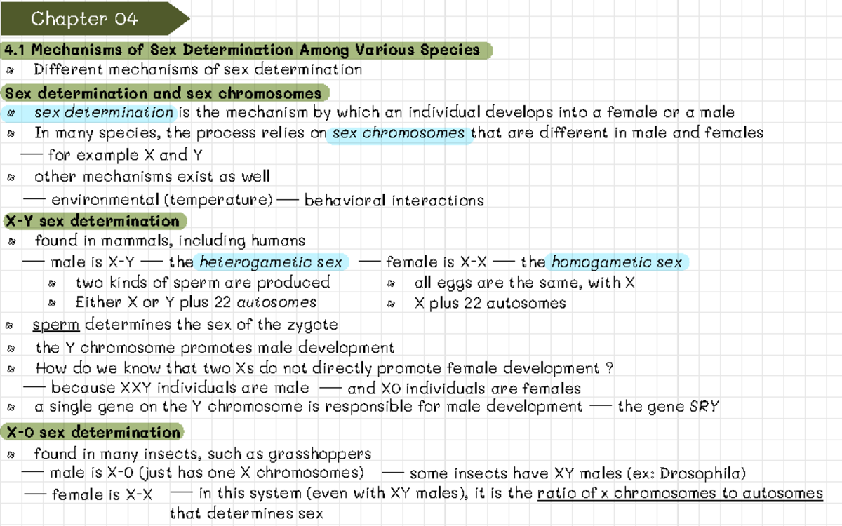 Genetics chapter 4 - Chapter 04 4 Mechanisms of Sex Determination Among ...