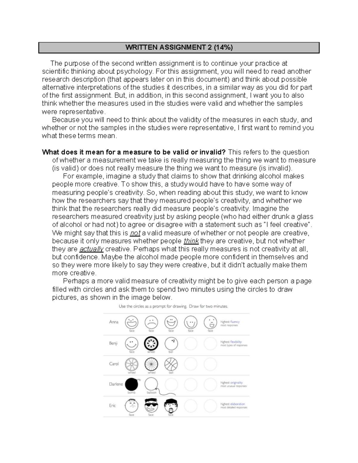 Psy102 Written Assignment 2: Validity and Sample Representation in ...