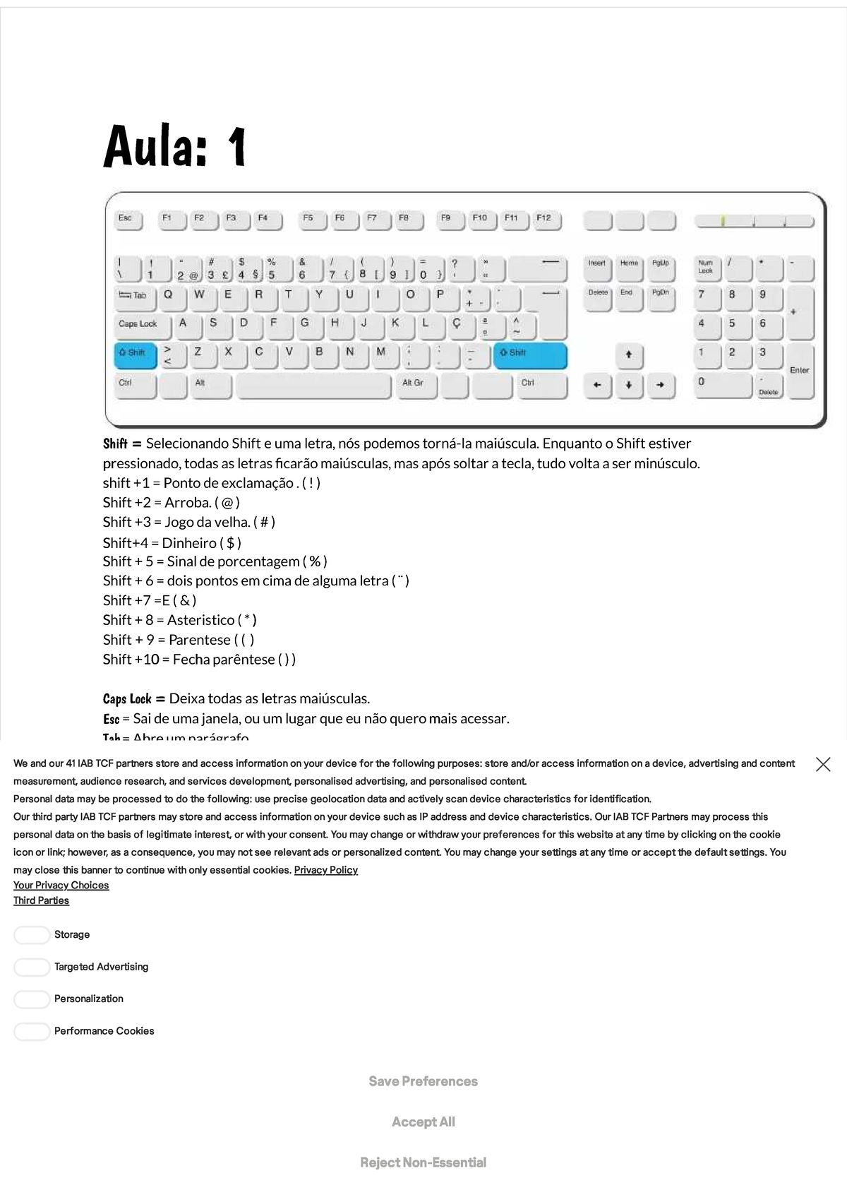 Aula de Informática Básica: Teclado e Atalhos (Aula 1) - Studocu