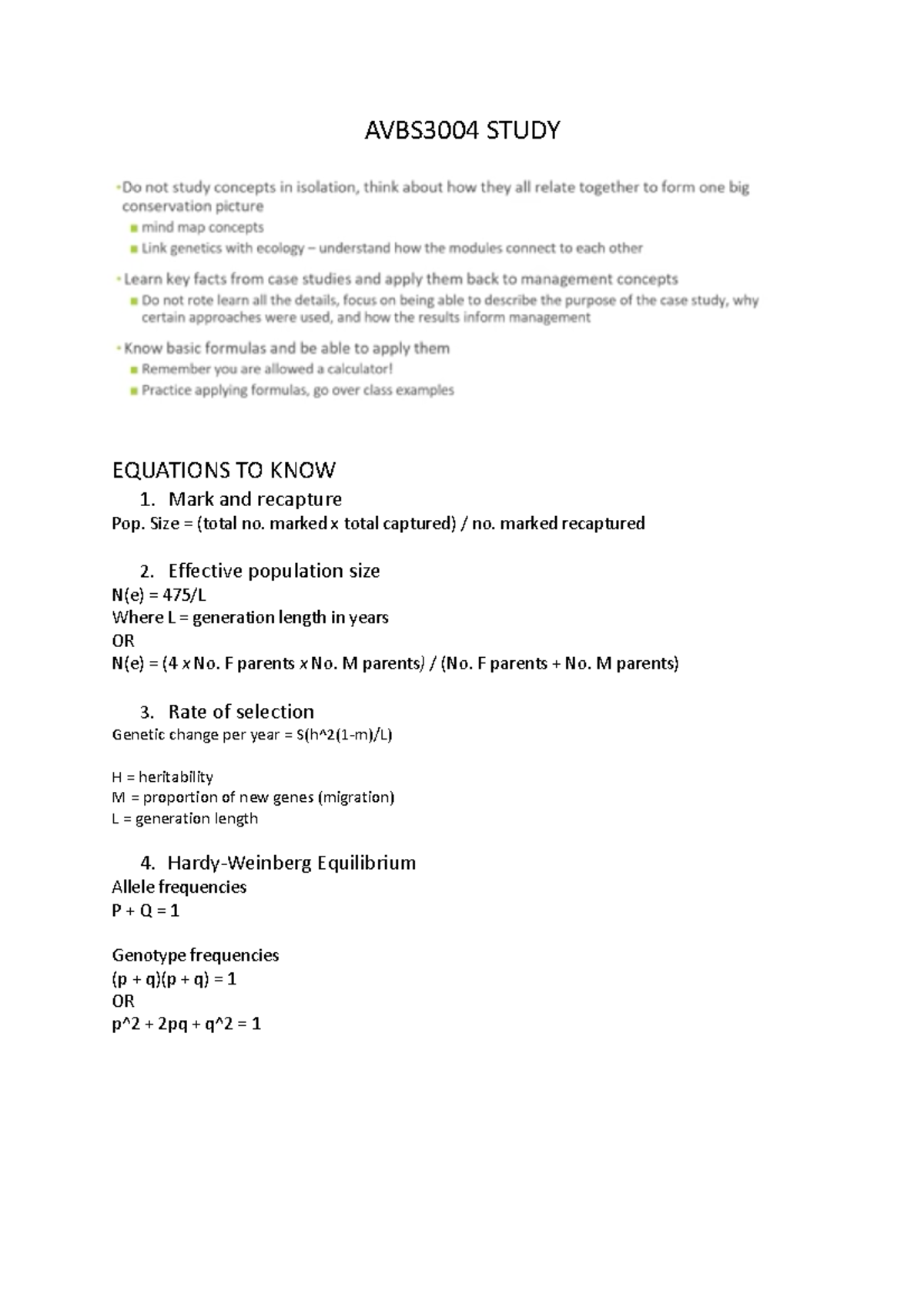 AVBS3004 Study Notes - Comprehensive Course Overview & Key Concepts ...