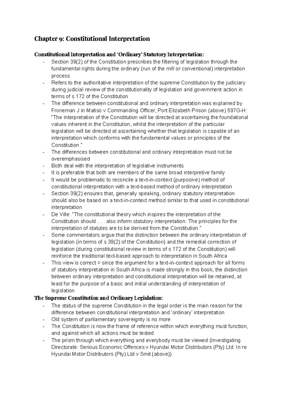RVW 210 - Chapter 9: Constitutional Interpretation and Its Implications ...