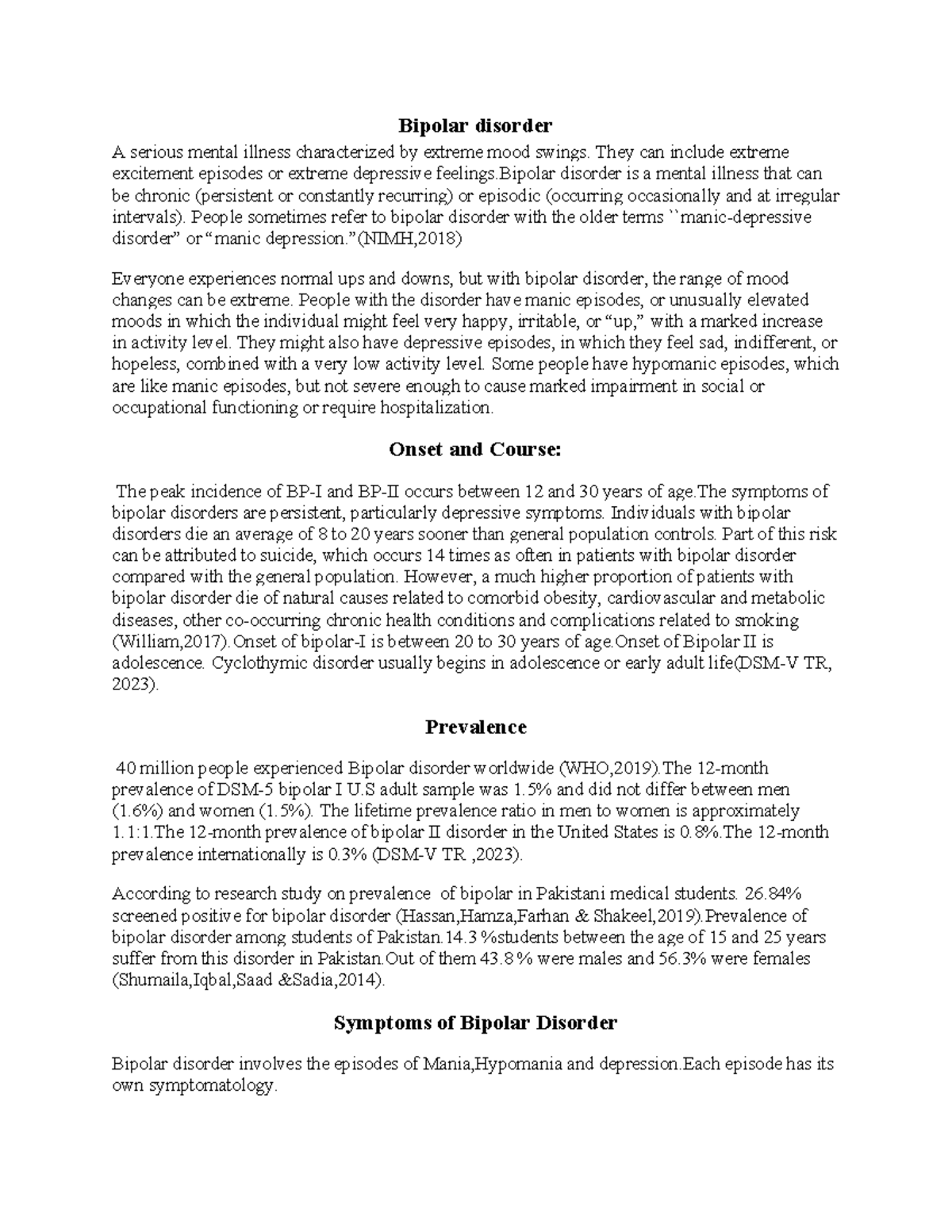 Bipolar Disorder: Comprehensive Notes on Symptoms & Management - Studocu