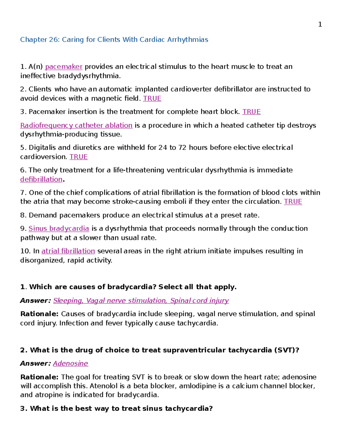 Notes - Chpt 26: Management of Cardiac Arrhythmias and Interventions ...