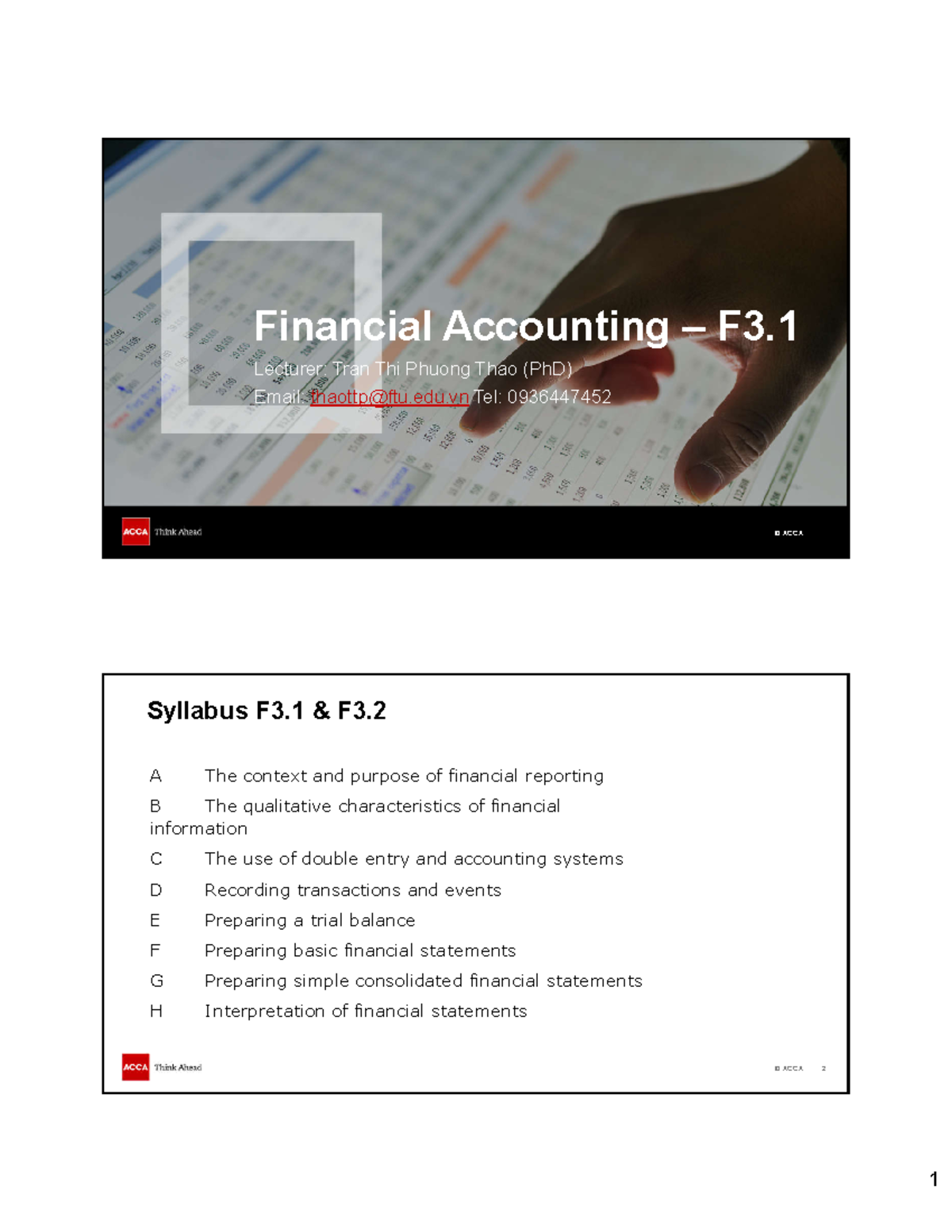 Financial Accounting F3.1: Chapter 1 - Financial Reporting & Statements ...