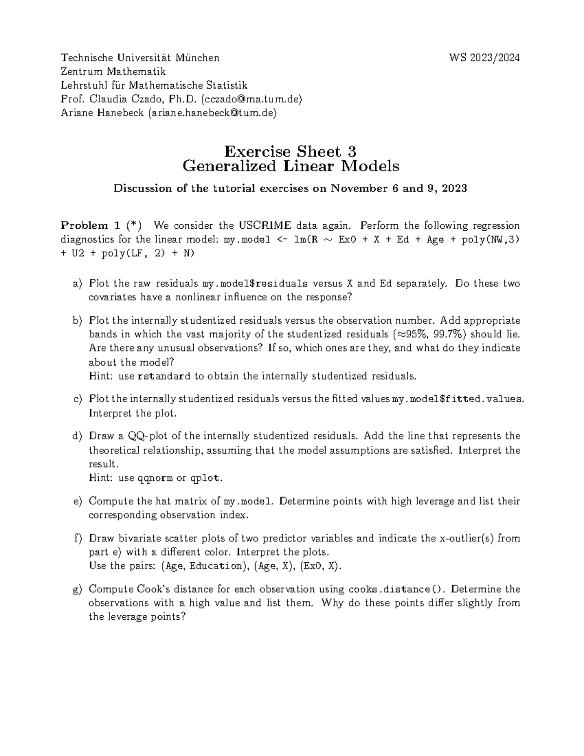 Sheet 3 - Winter 2023 exercise on generalized linear models analysis ...
