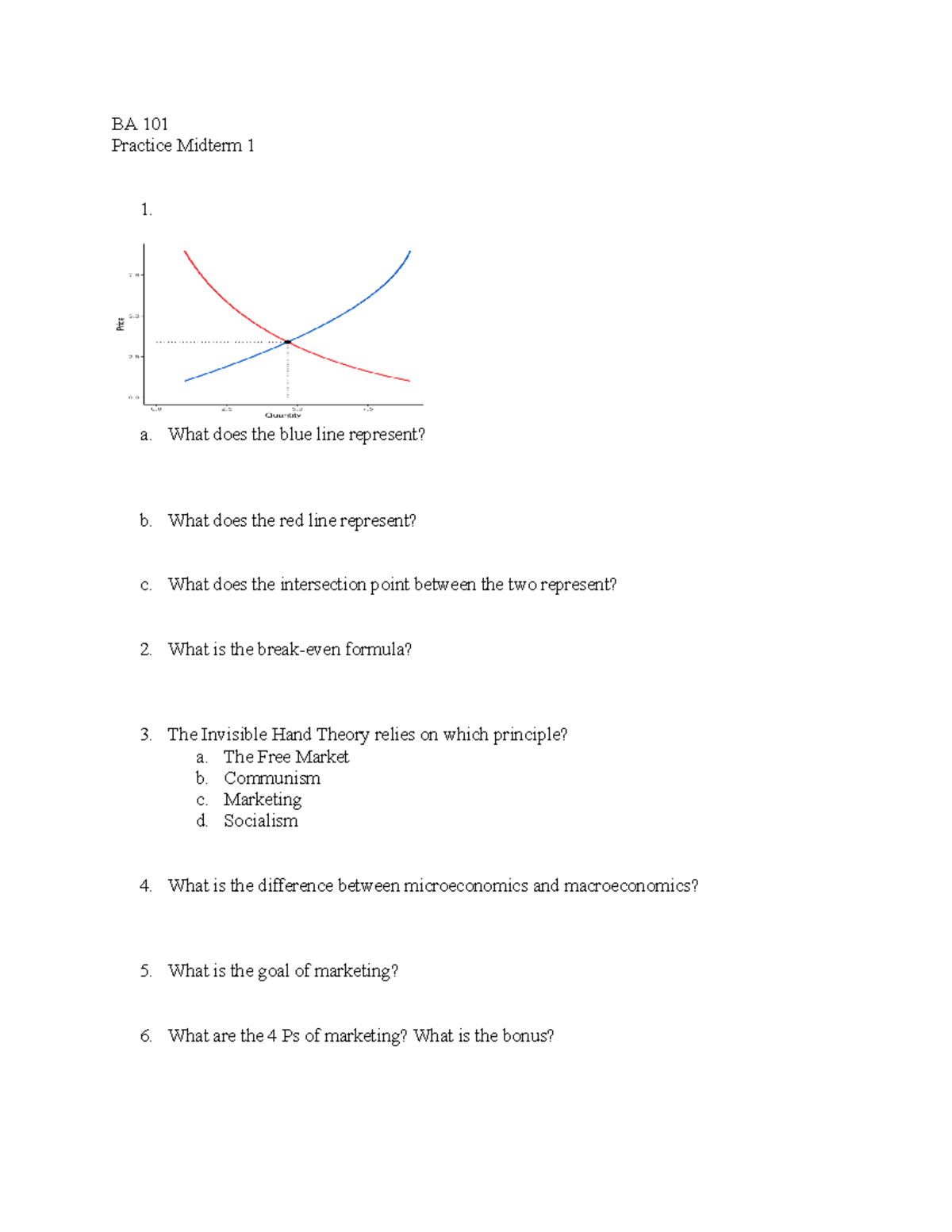 BA 101 - Comprehensive Practice for Midterm Exam 1 - Studocu