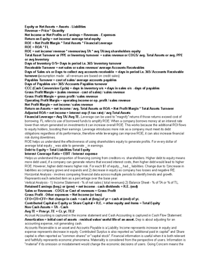 Cheat Sheet - Equity or Net Assets = Assets - Liabilities Revenue ...