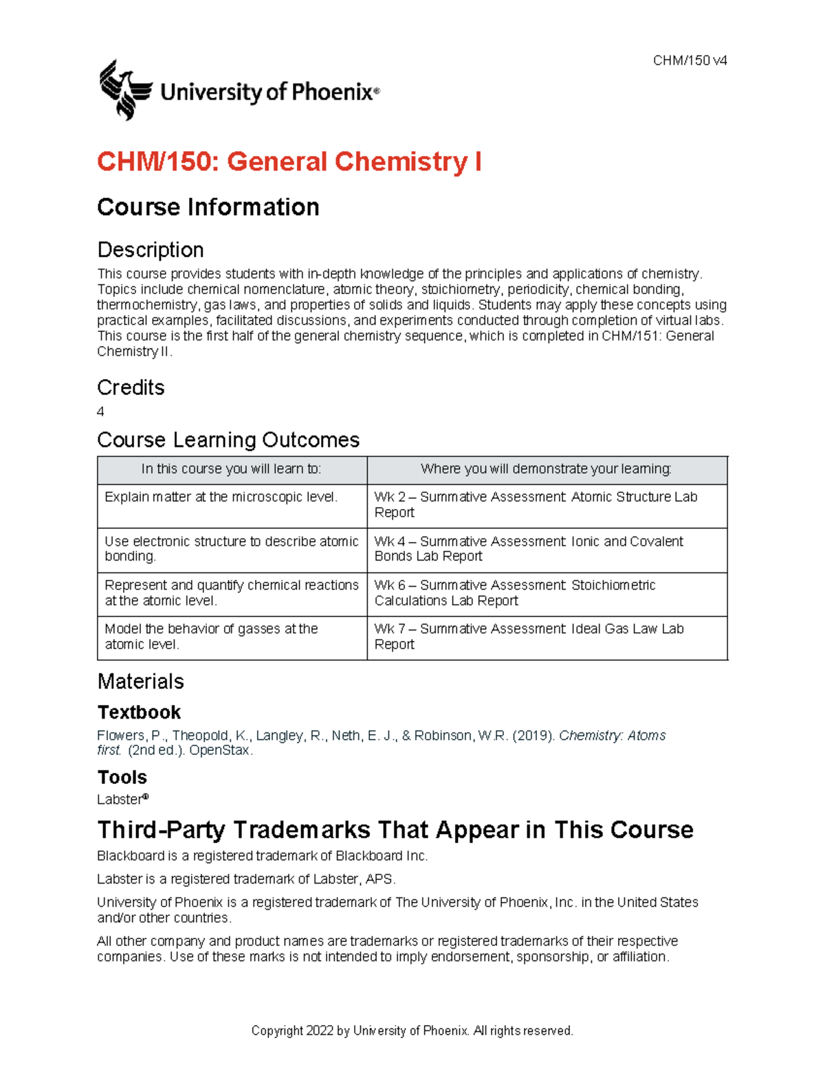 CHM/150: General Chemistry I Syllabus and Course Overview - Studocu