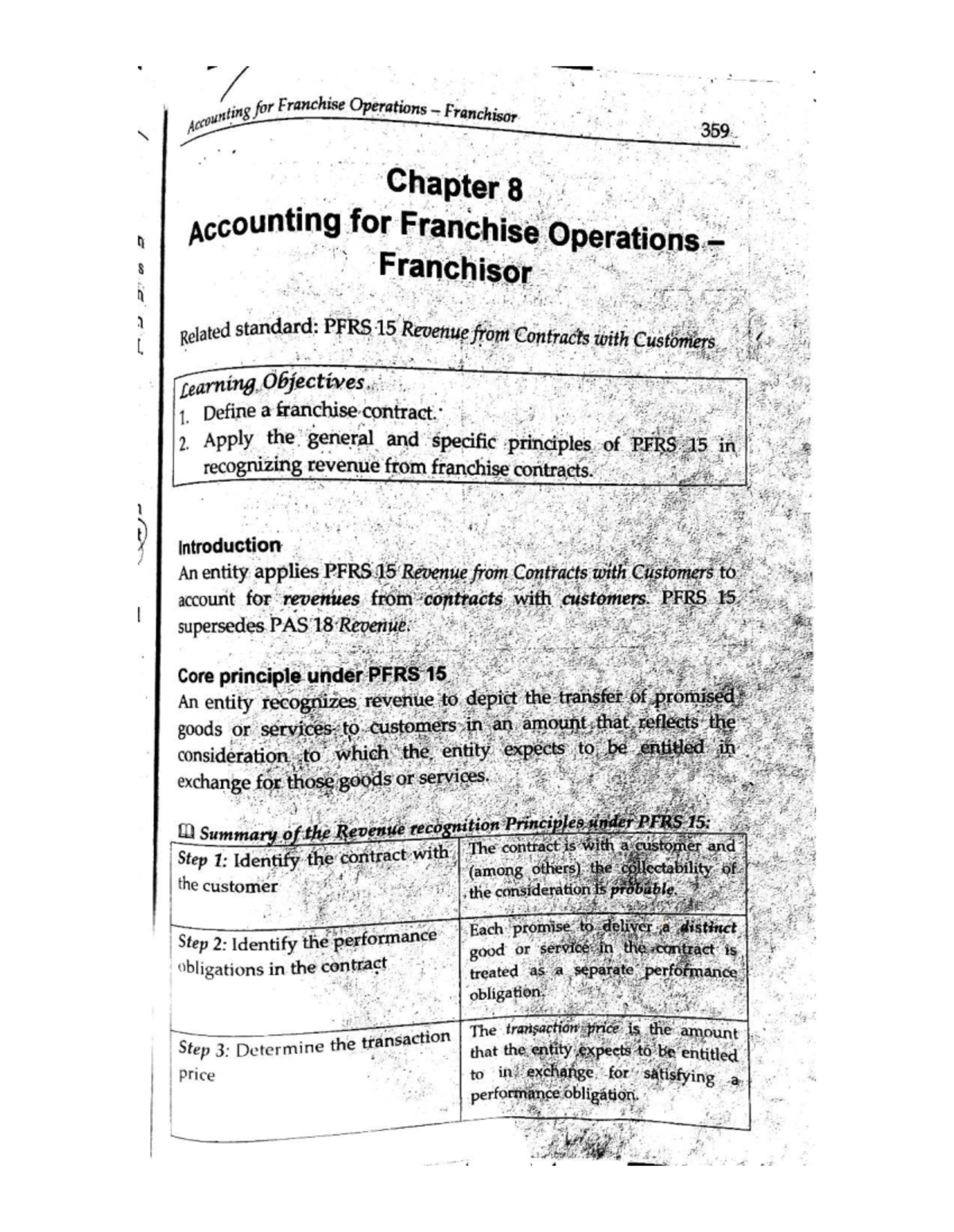 Franchisor 359 Chapter 8: Accounting for Franchise Operations and PFRS ...