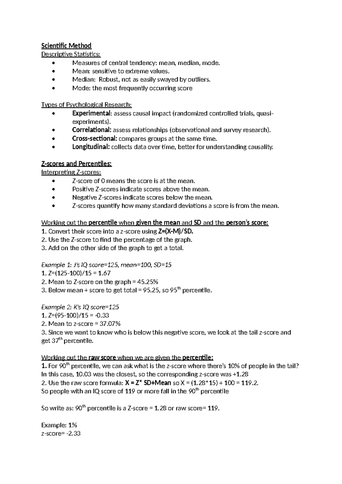 Psyc206 - Test 1 Notes - Summary Research Design and Statistics ...