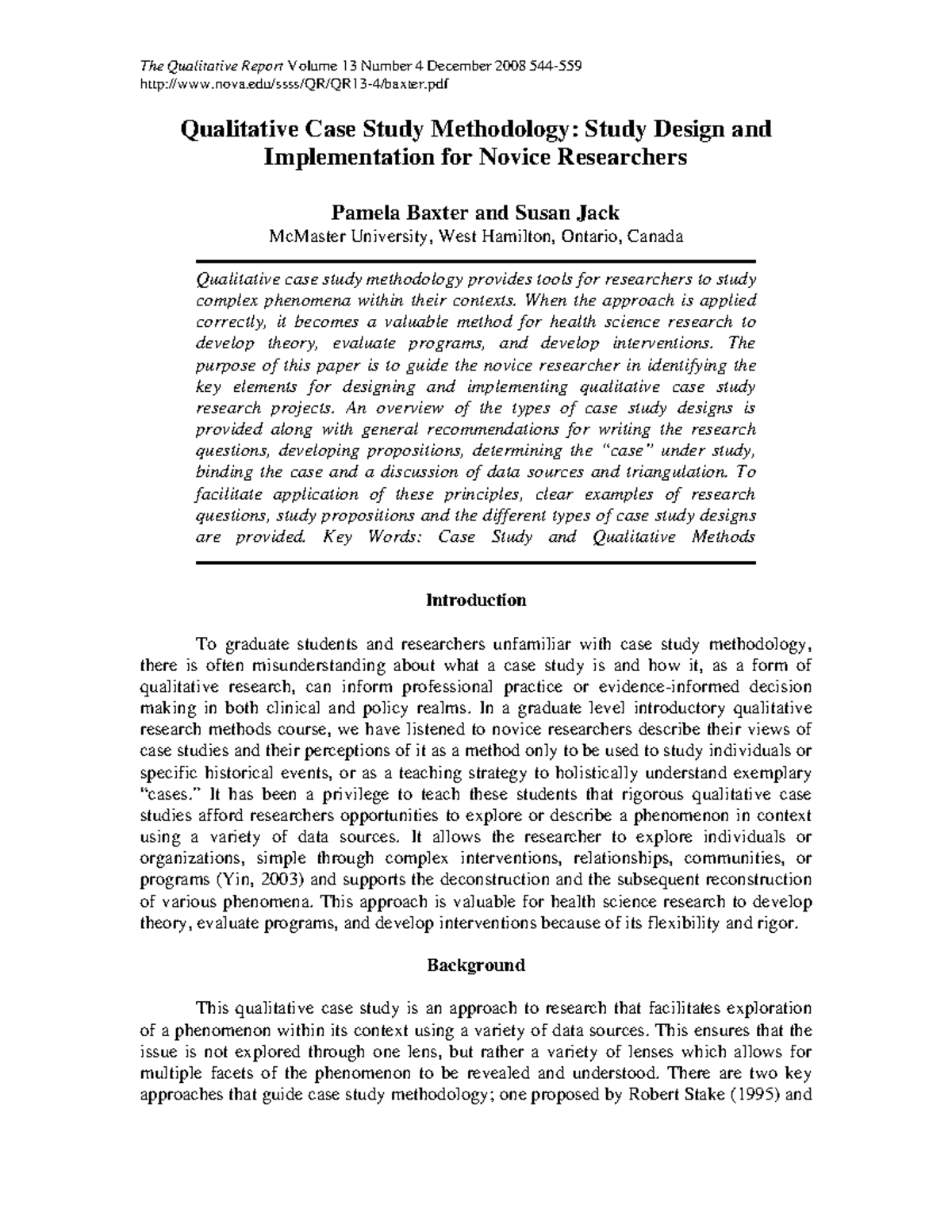 Qualitative Case Study Methodology: A Guide for Novice Researchers ...