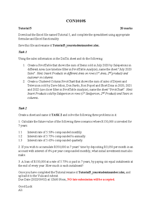 Excel Study Notes Week 1 to week 5 - Introduction Microsoft Excel is a ...