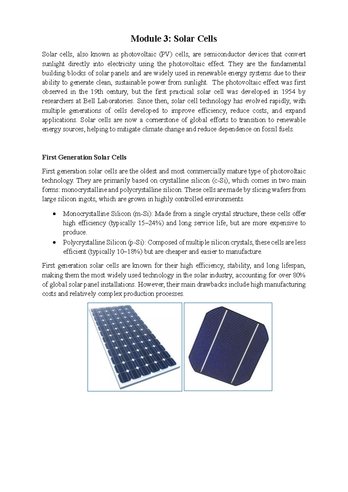 Module 3: Solar Cells - Comprehensive Study Notes by UB Sir - Studocu