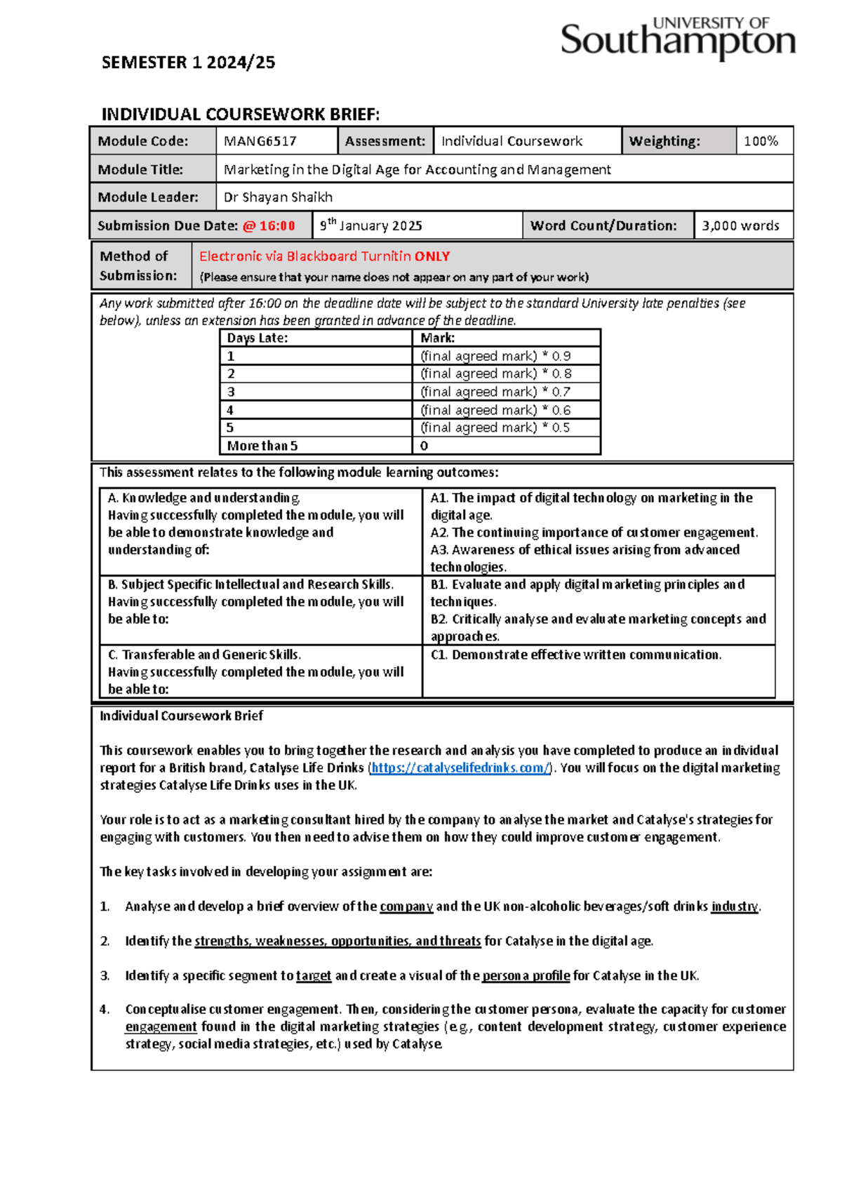 Final MANG6517 Individual Coursework - INDIVIDUAL COURSEWORK BRIEF ...