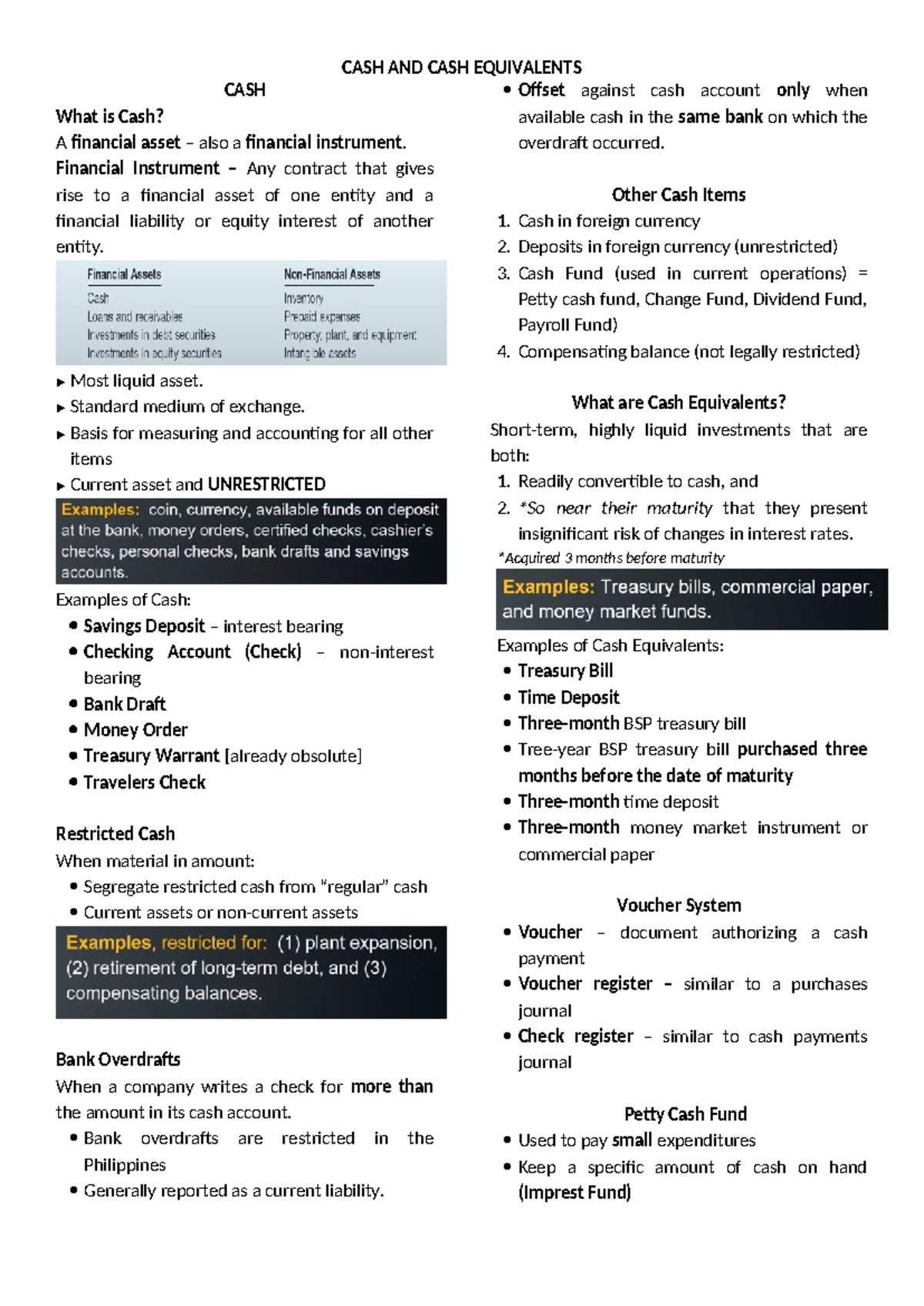 Inacct 1 PPT - Cash and Cash Equivalents Overview for Intermediate  Accounting 1 - Studocu